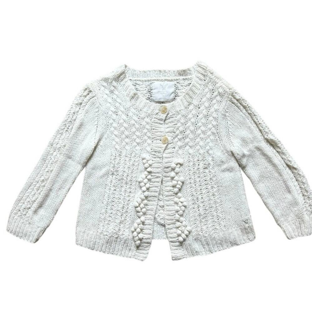 American Eagle Cream Cable Knit Fisherman Cottagecore Chunky Sweater Size Large